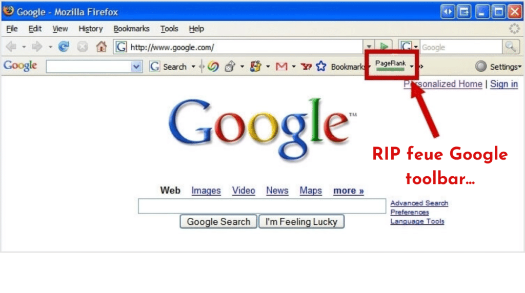 emplacement de la google toolbar