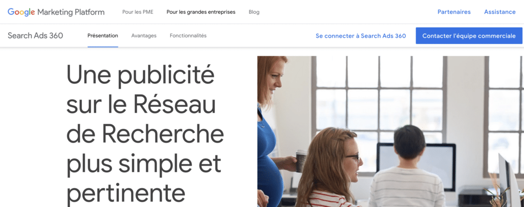 La page d'accueil de Search Ads 360 de Google