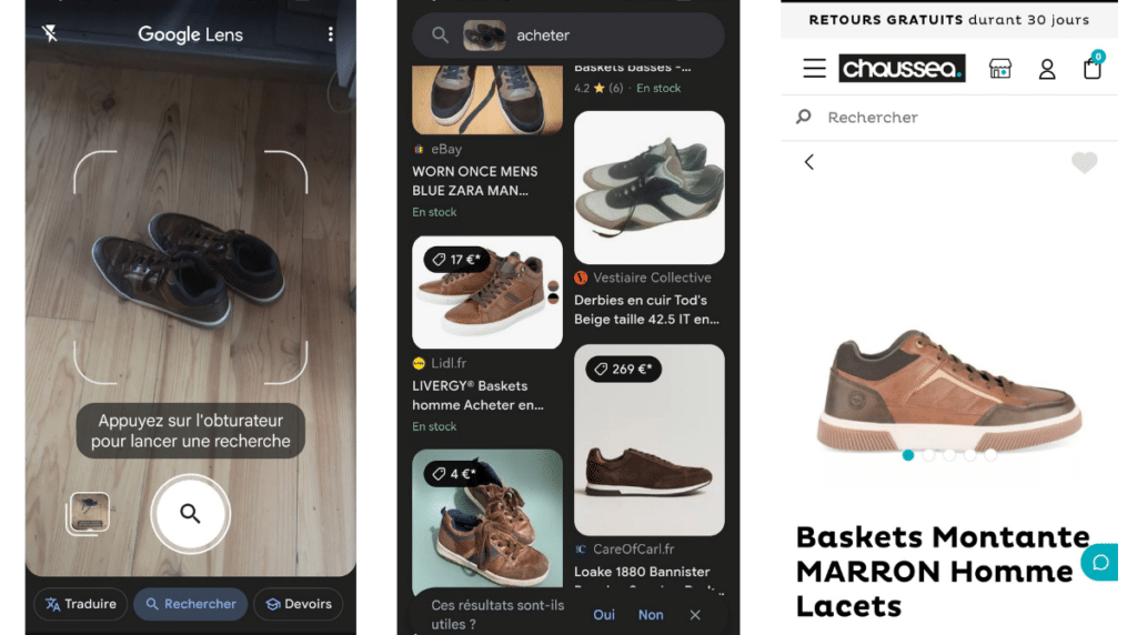 Google Lens exemples d'utilisation shopping