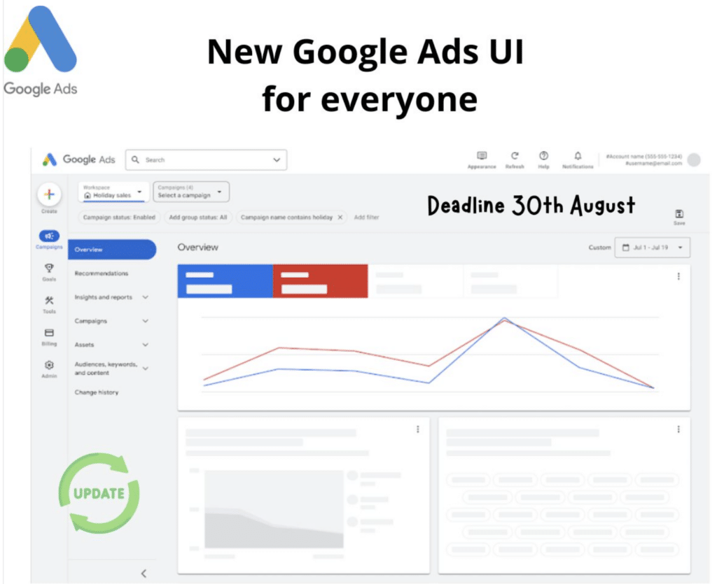 Le nouveau design de Google Ads, partagé par Thomas Eccel sur LinkedIn