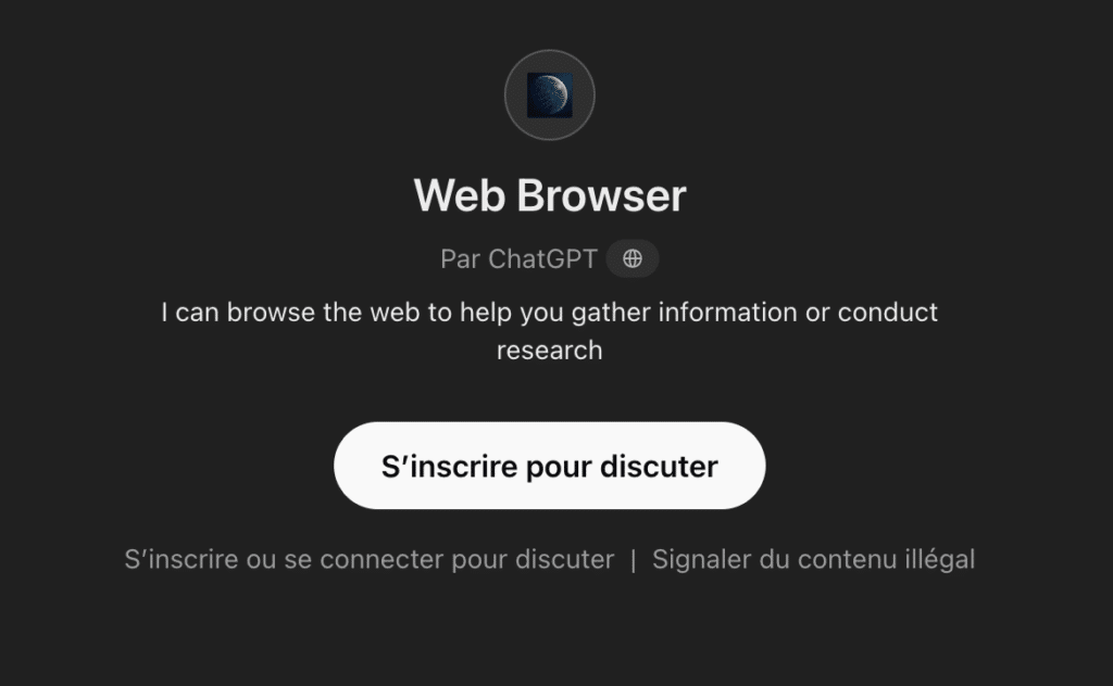 L'interface du plugin Webbrowser pour ChatGPT