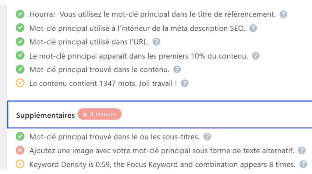 Recommandations SEO de Yoast