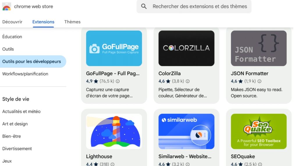 Chrome web store côté développeur