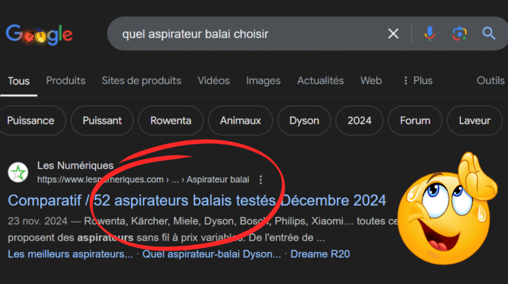 exemple de contenu marketing dans une SERP