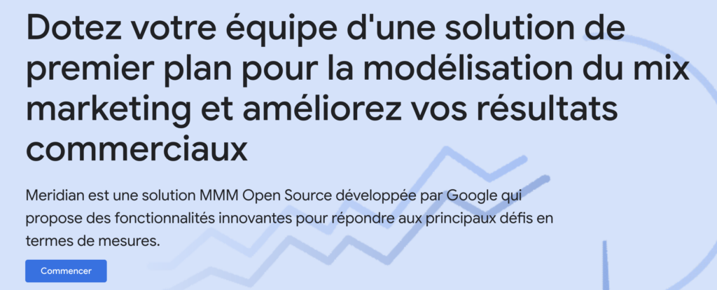 Interface de la page d'accueil de Google Meridian