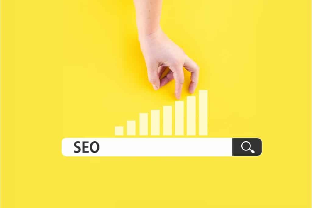 Graphique SEO sur fond jaune